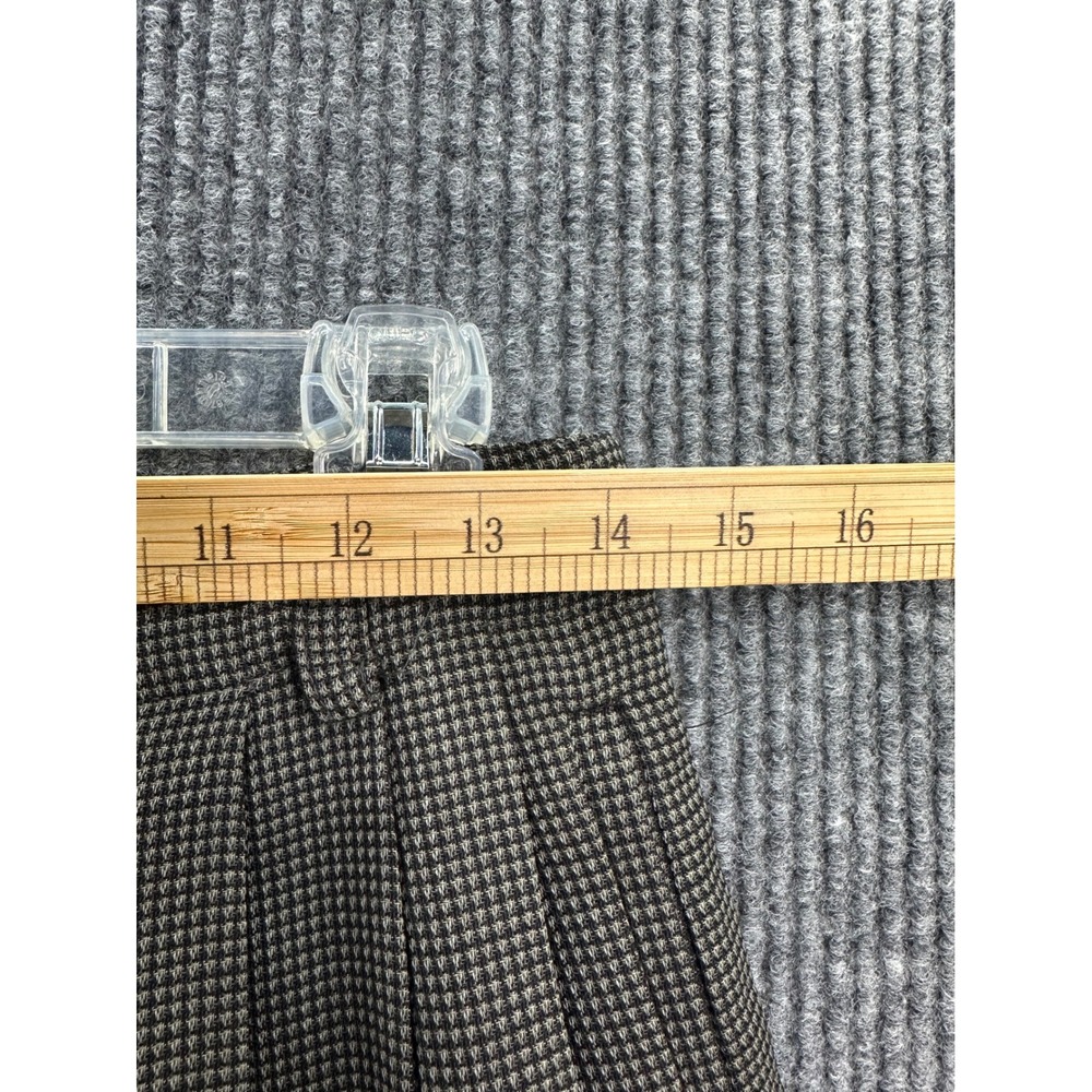 Zanella Trousers Women 10 Brown Excellent Wool Pleated Houndstooth Hepburn/Bis - Picture 4 of 11